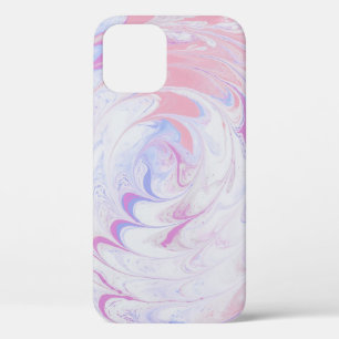 FUNDA PARA iPhone 12 PINTURA DE COLOR ROSA Y BLANCO ABSTRACTO