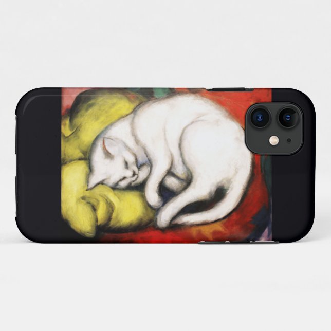Funda De Case-Mate Para iPhone Pintura de gato blanco de Franz Marc (Reverso (horizontal))