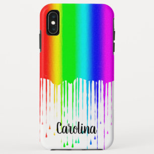 Funda Para iPhone XS Max Pintura de goteo arcoiris, personalizada con nombr