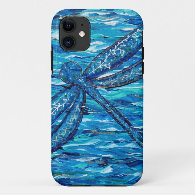 Funda De Case-Mate Para iPhone Pintura de la libélula azul (Reverso)