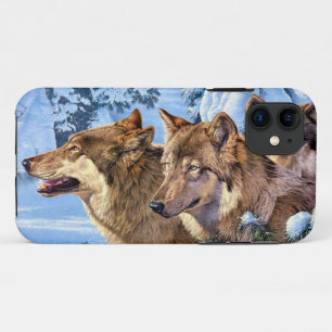 Funda Para iPhone 11 Pintura de lobos rojos