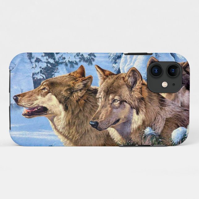 Funda De Case-Mate Para iPhone Pintura de lobos rojos (Reverso (horizontal))