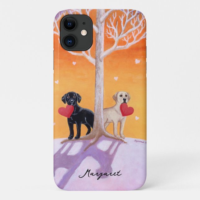 Funda De Case-Mate Para iPhone Pintura de los labradores de invierno (Reverso)
