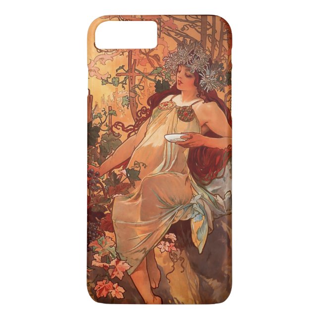 Funda De Case-Mate Para iPhone Pintura de otoño de Alfons Mucha Art Nouveau (Reverso)