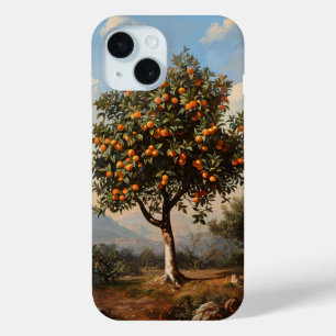 Funda Para iPhone 15 Pintura de paisajes de árbol de Naranja de época