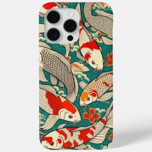 Funda Para iPhone 15 Pro Max Pintura de patrón japonés de pescado Koi