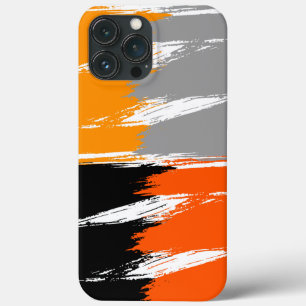 Funda Para iPhone 13 Pro Max Pintura de pincel blanco negro gris naranja