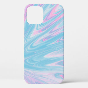 FUNDA PARA iPhone 12 PINTURA DE PINTURA DE COLOR ROSA Y AZUL ABSTRACTO