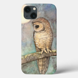 Funda Para iPhone 13 Pintura de vida silvestre del búho manchado marrón