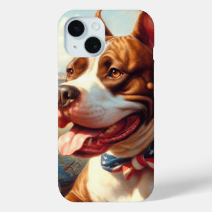 Funda Para iPhone 15 Pintura del Viejo Toro Terrier Americano