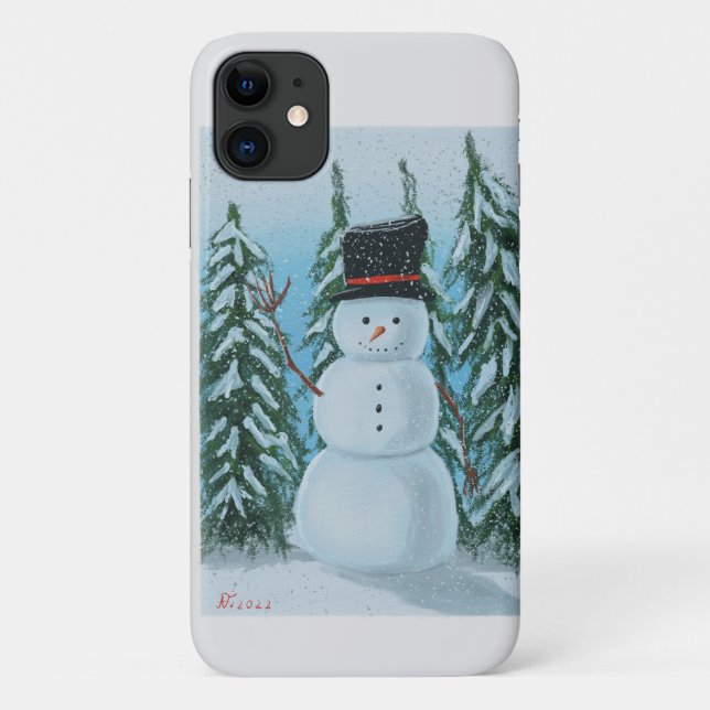 Funda De Case-Mate Para iPhone pintura digital de snowman (Reverso)