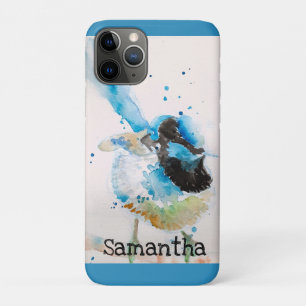 Funda Para iPhone 11 Pro Pintura en Acuarela de Carricero Azul Aves Austral