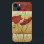 Funda Para iPhone 13 Pintura floral con pinceladas visibles de pincel<br><div class="desc">Las pinceladas son visibles en esta pintura floral de Chariklia Zarris. Dos flores rojas se sientan en medio de la pieza con hierba en la parte inferior y algunas hojas flotando en la parte superior. Una escena caprichosa que haría un gran regalo!</div>