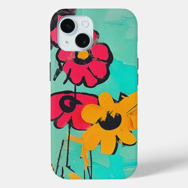 Funda De Case-Mate Para iPhone Pintura floral contemporánea (Reverso )