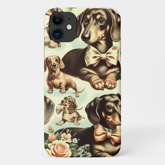 Funda De Case-Mate Para iPhone Pintura inmaculada de Dachshund (Reverso)