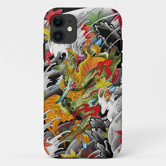 Funda De Case-Mate Para iPhone Pintura japonesa de la acuarela del arte del (Reverso)