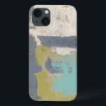 Funda Para iPhone 13 Pintura moderna de libre expresión<br><div class="desc">Esta moderna pintura de expresión fue creada por Megan Meagher. Los trazos de pincel morado,  azul claro y blanco están sobre un fondo de verde claro. ¡Consigue una copia de esta impresión hoy!</div>