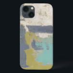 Funda Para iPhone 13 Pintura moderna de libre expresión<br><div class="desc">Esta moderna pintura de expresión fue creada por Megan Meagher. Los trazos de pincel morado,  azul claro y blanco están sobre un fondo de verde claro. ¡Consigue una copia de esta impresión hoy!</div>