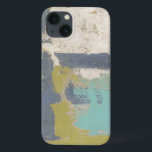 Funda Para iPhone 13 Pintura moderna de libre expresión<br><div class="desc">Esta moderna pintura de expresión fue creada por Megan Meagher. Los trazos de pincel morado,  azul claro y blanco están sobre un fondo de verde claro. ¡Consigue una copia de esta impresión hoy!</div>