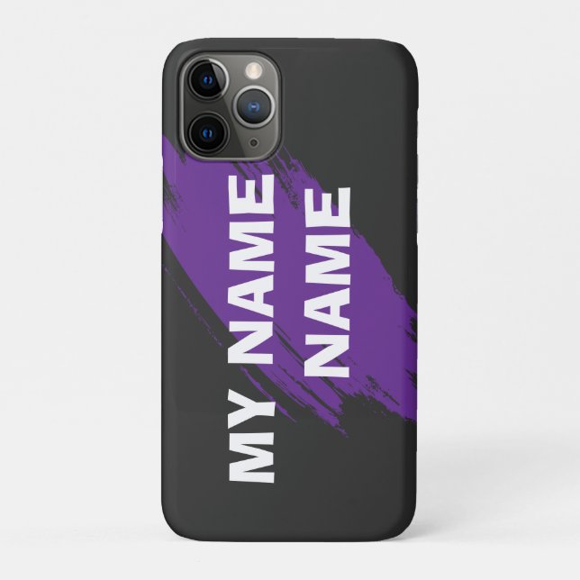 Funda De Case-Mate Para iPhone Pintura morada texto personalizado (Reverso)