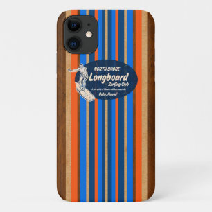 Funda Para iPhone 11 Pipeline Surfboard Hawaii Stripes Royal Blue
