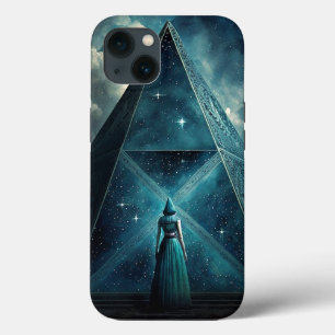 Funda Para iPhone 13 Pirámide azul Arte visionario surrealista