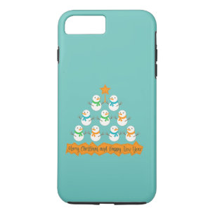 Funda Para iPhone 8 Plus/7 Plus Pirámide de árboles de Navidad hecha de muñecos de