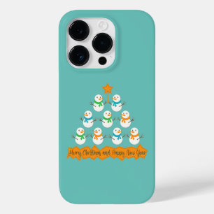 Funda Para iPhone 14 Pro De Case-Mate Pirámide de árboles de Navidad hecha de muñecos de