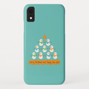 Funda Para iPhone XR Pirámide de árboles de Navidad hecha de muñecos de