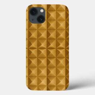 Funda Para iPhone 13 Pirámides, triángulos de textura dorada.