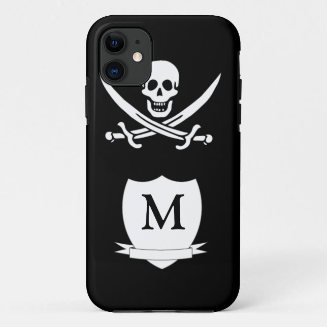 Funda De Case-Mate Para iPhone Pirata y monograma (Reverso)