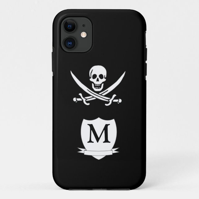 Funda De Case-Mate Para iPhone Pirata y monograma (Reverso)