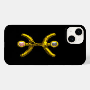 Funda Para iPhone 14 De Case-Mate PISCES ORO ZODIAC JEWEL Perlas blancas rosadas Neg