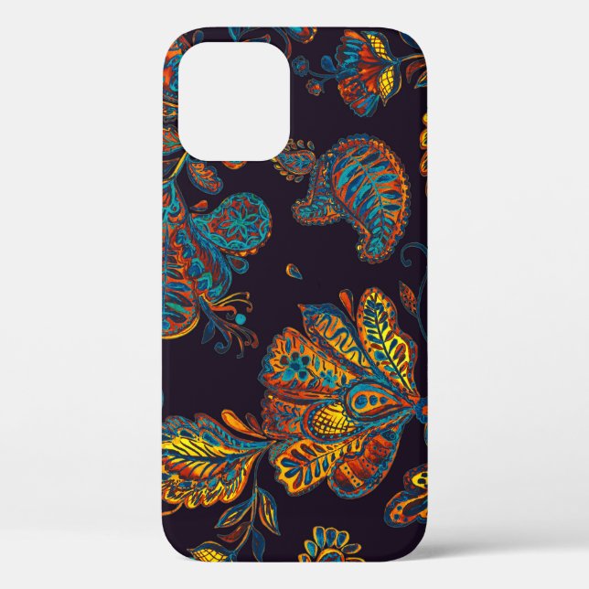 Funda De Case-Mate Para iPhone Pisley acuarela: teja de patrón floral (Reverso )