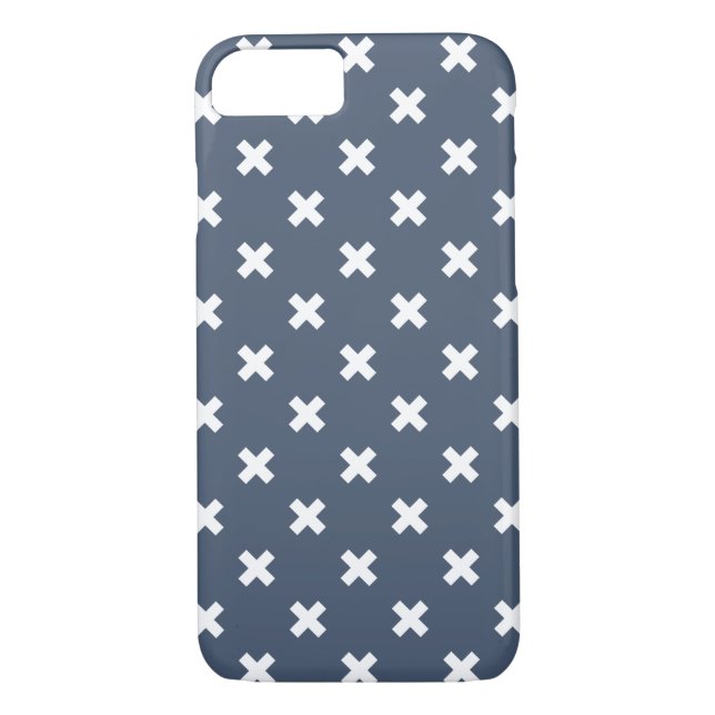 Funda De Case-Mate Para iPhone Pisos cruzados blancos sobre gris-azul (Reverso)