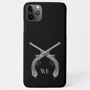 Funda Para iPhone 11 Pro Max Pistolas Cruzadas Monograma Negro