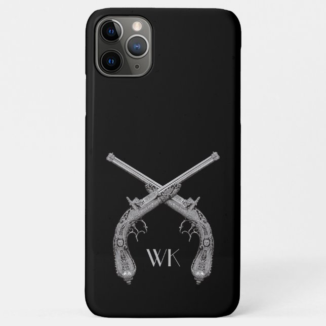 Funda De Case-Mate Para iPhone Pistolas Cruzadas Monograma Negro (Reverso)