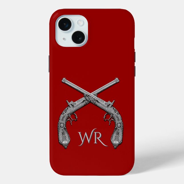 Funda De Case-Mate Para iPhone Pistolas Cruzadas Monograma Rojo (Reverso )