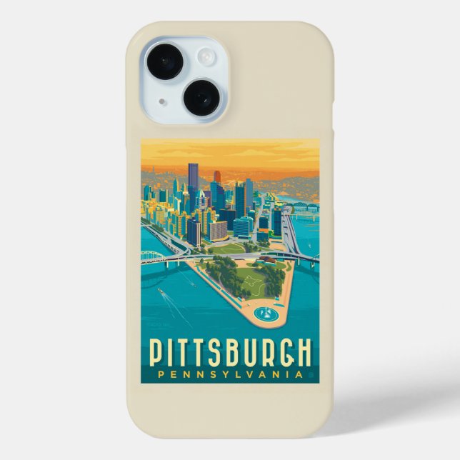 Funda De Case-Mate Para iPhone Pittsburgh, PA | Vista de ojos de pájaro (Reverso )