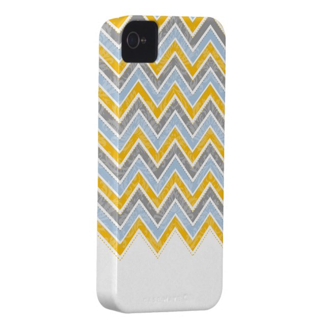 Funda De Case-Mate Para iPhone PixDezines Chevron Azul+Amarillo (Atrás/Derecha)
