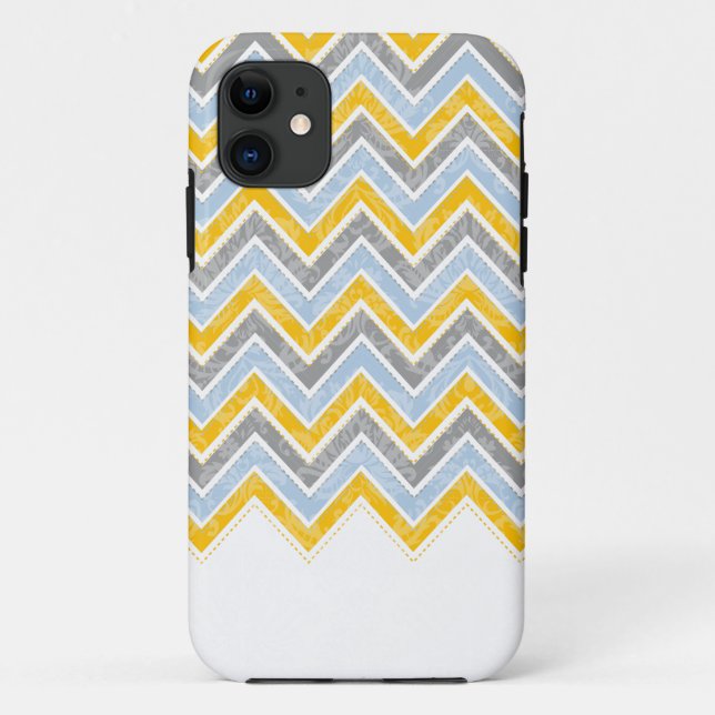 Funda De Case-Mate Para iPhone PixDezines Chevron Azul+Amarillo (Reverso)