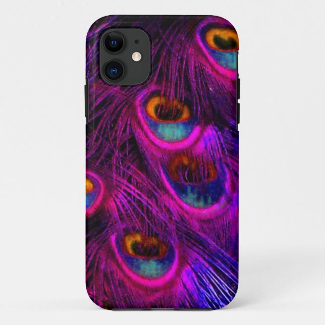 Funda De Case-Mate Para iPhone PixDezines Psychedelic Peacock, rosa caliente (Reverso)