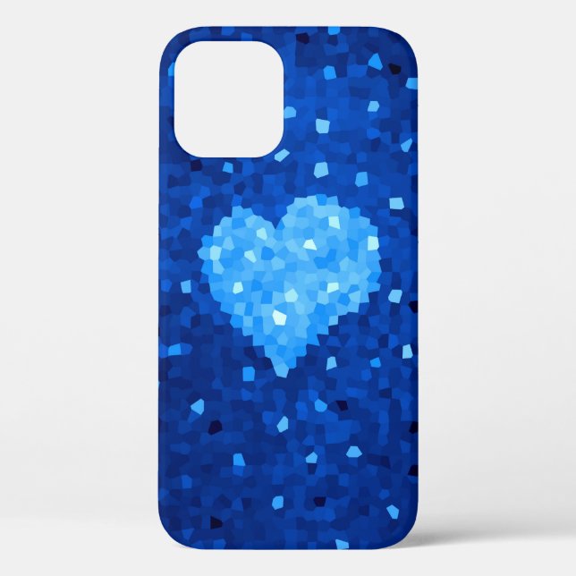 Funda De Case-Mate Para iPhone Pixel Art Blue Heart Retro Gamer Amor (Reverso )