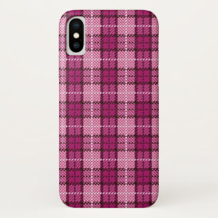 Funda Para iPhone X Pixel Plaid_Magenta-Black
