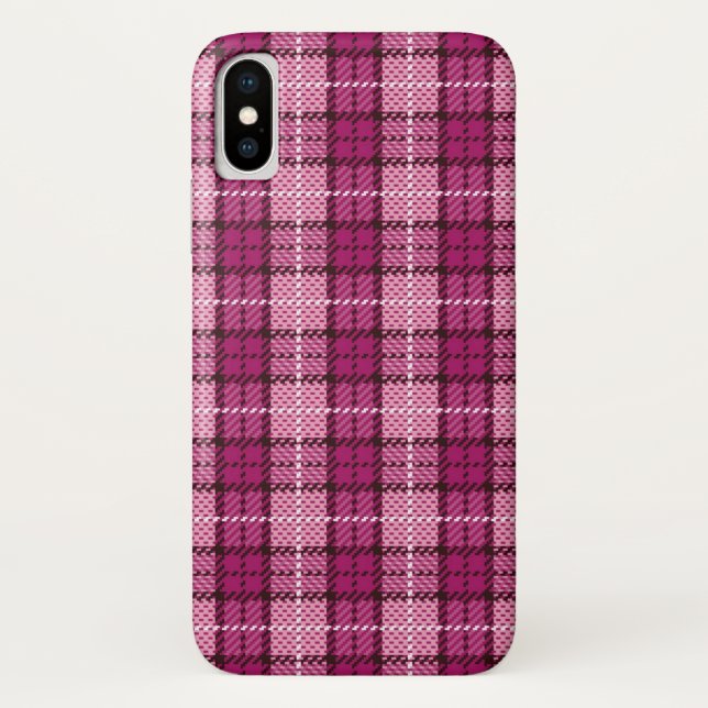 Funda De Case-Mate Para iPhone Pixel Plaid_Magenta-Black (Reverso)