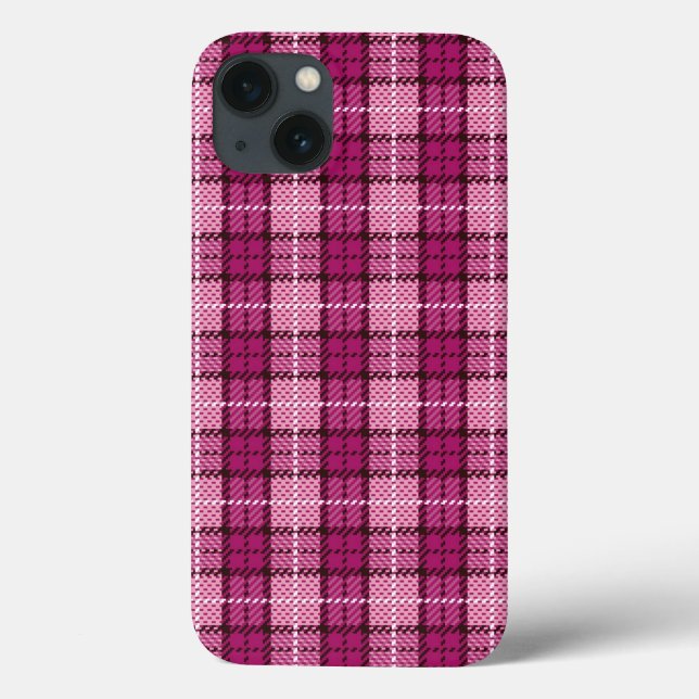 Funda De Case-Mate Para iPhone Pixel Plaid_Magenta-Negro (Reverso)