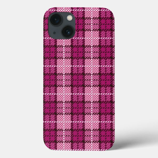 Funda De Case-Mate Para iPhone Pixel Plaid_Magenta-Negro (Reverso)