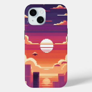 Funda Para iPhone 15 Pixel Sunset City