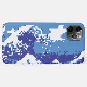 Funda Para iPhone 11 Pro Max Pixel Tsunami Blue 8 bit Pixel Art