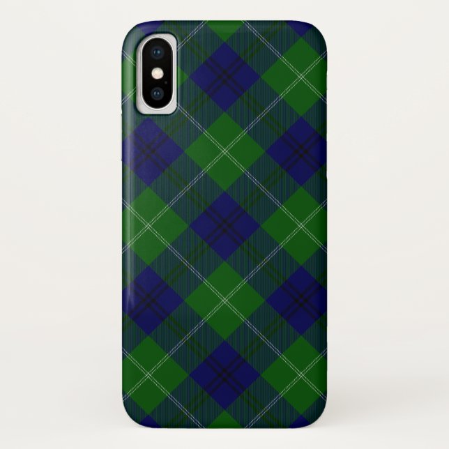 Funda De Case-Mate Para iPhone Placa azul tartán oliphant (Reverso)